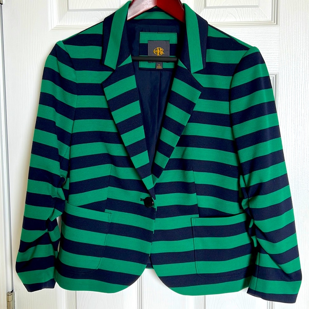 New without tags, Green/Navy blazer with ruched sleeves
